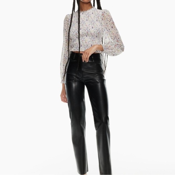 Aritzia Wilfred The Melina High Waisted Black Vegan Faux Leather Pants 2 - Picture 12 of 12